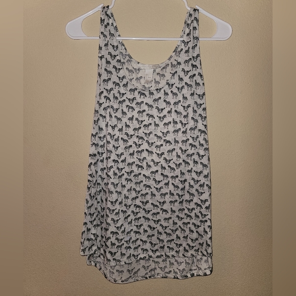 H&M Tops - Large H&M White Zebra Tank Top